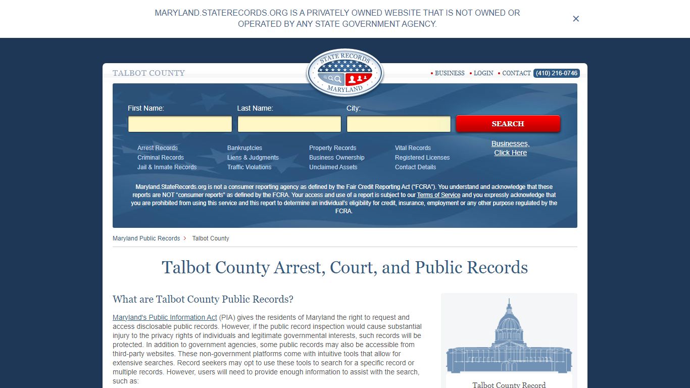 Talbot County Arrest, Court, and Public Records