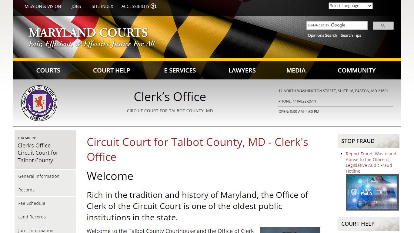 Circuit Court for Talbot County, MD - Clerk's Office
